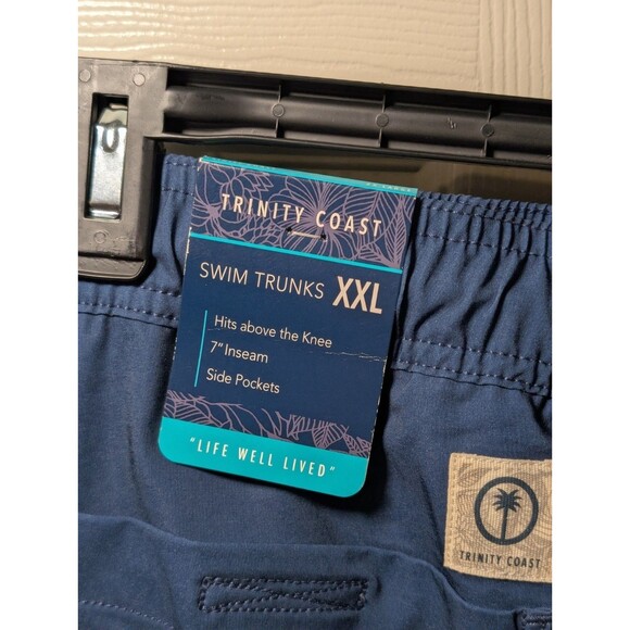 Trinity Coast Mens Blue/Turquoise Two-Tone Drawstring Swim Shorts XXL 2XL NWT - Picture 4 of 4